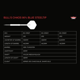 BULLS NL Steel Darts Chaos Blue 90% Tungsten Steeltip Darts Steeldart 23 g