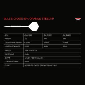 BULLS NL Steel Darts Chaos Orange 90% Tungsten Steeltip Darts Steeldart