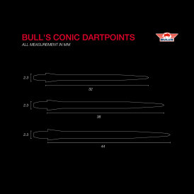 BULL´S NL Conic Steel Point Dart Wechselspitze Schwarz 44 mm