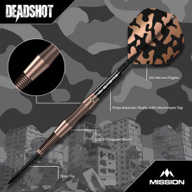 Mission Darts Steel Darts Dead Shot 95% Tungsten Steeltip Darts Steeldart 23 g