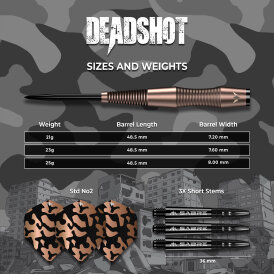 Mission Darts Steel Darts Dead Shot 95% Tungsten Steeltip Darts Steeldart 25 g