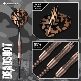 Mission Darts Steel Darts Dead Shot 95% Tungsten Steeltip Darts Steeldart 25 g