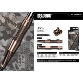 Mission Darts Steel Darts Dead Shot 95% Tungsten Steeltip Darts Steeldart 25 g