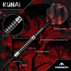 Mission Darts Soft Darts Kunai 95% Tungsten Softtip Darts Softdart 19 g