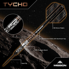 Mission Darts Steel Darts Tycho 95% Tungsten Steeltip Darts Steeldart 26 g