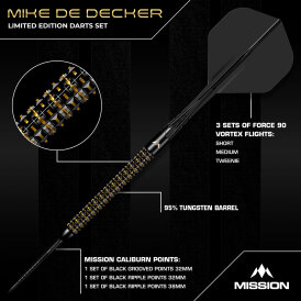Mission Darts Steel Darts Mike De Decker Limited Edition World Grand Prix 95% Tungsten Steeltip Darts Steeldart 24 g