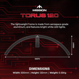 Mission Dart Torus 120 Lighting System klappbar mit USB-C Anschluss Dartboard Light Dartboardbeleuchtung Dartscheiben Licht Schwarz
