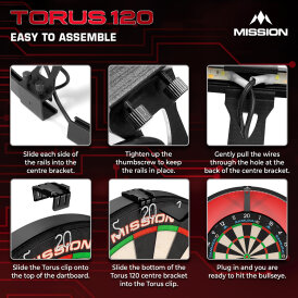 Mission Dart Torus 120 Lighting System klappbar mit USB-C Anschluss Dartboard Light Dartboardbeleuchtung Dartscheiben Licht Schwarz