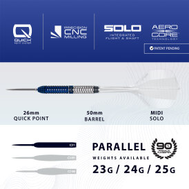 Harrows Steel Darts Quick Point GEO Parallel 90% Tungsten Steeltip Dart Steeldart 23 g