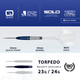 Harrows Steel Darts Quick Point GEO Torpedo 90% Tungsten Steeltip Dart Steeldart