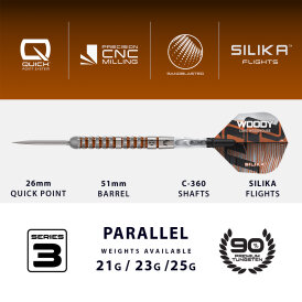 Harrows Steel Darts Quick Point Luke Woodhouse Woody Series 3 90% Tungsten Steeltip Dart Steeldart 23 g