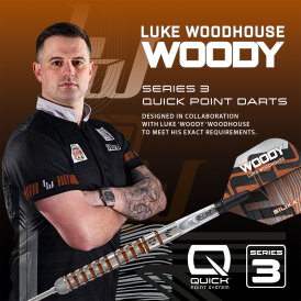 Harrows Steel Darts Quick Point Luke Woodhouse Woody Series 3 90% Tungsten Steeltip Dart Steeldart 23 g