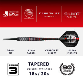 Harrows Soft Darts Ryan Searle Heavy Metal Series 3 90% Tungsten Softtip Dart Softdart 20 g