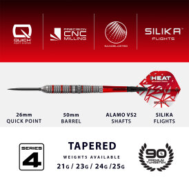 Harrows Steel Darts Quick Point Damon Heta The Heat Series 4 90% Tungsten Steeltip Dart Steeldart 21 g