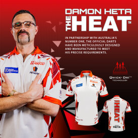 Harrows Darts Damon Heta The Heat Signature Shirt Matchshirt Dart Shirt Trikot Design 2025 Größe S