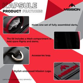 Mission Darts Kapsule EVA Dart Case Drop-in Case Darttasche Dartcase Dartbox Wallet Schwarz/Rot