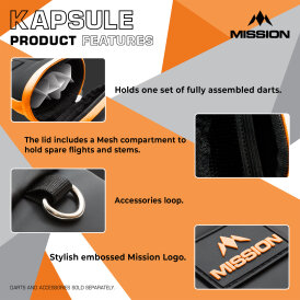 Mission Darts Kapsule EVA Dart Case Drop-in Case Darttasche Dartcase Dartbox Wallet Schwarz/Orange