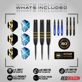Red Dragon Steel Darts Luke Humphries 50 Years Player Limited Edition 90% Tungsten Steeltip Dart Steeldart 22 g