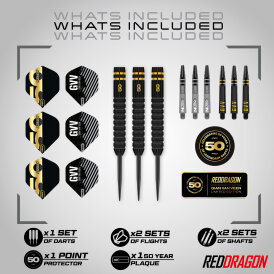 Red Dragon Steel Darts Gian van Veen The Giant 50 Years Player Limited Edition 90% Tungsten Steeltip Dart Steeldart 21 g