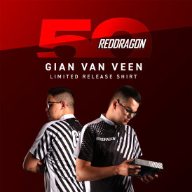 Red Dragon Darts Gian van Veen The Giant 50 Years Player Limited Edition Shirt Matchshirt Dart Shirt Trikot Design 2025 Größe L