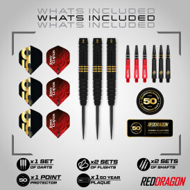 Red Dragon Steel Darts Jonny Clayton The Ferret 50 Years Player Limited Edition 90% Tungsten Steeltip Dart Steeldart 22 g