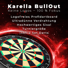 Karella Dart Dartboard Karella BullOut inkl. 2 Satz Darts Dartscheibe Bristle Dart Board Turnierboard