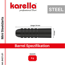 Karella Steel Darts Mini Brass Black Steeltip Darts Steeldart 6 g