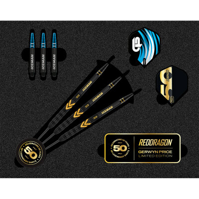 Red Dragon Steel Darts Gerwyn Price Iceman 50 Years Player Limited Edition 90% Tungsten Steeltip Dart Steeldart 23 g
