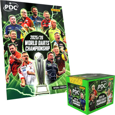 Panini - PDC World Darts Championship 2025/26 Sammelalbum - Softcover & Box 1 Display (=36 T�ten)