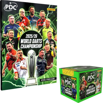 Panini - PDC World Darts Championship 2025/26 Sammelalbum - Hardcover & Box 1 Display (=36 T�ten)