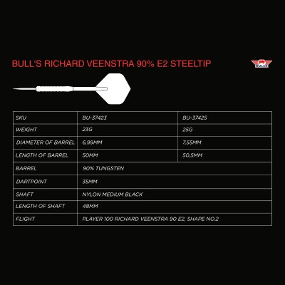 BULLS NL Steel Darts Richard Veenstra Flyers E2 90% Tungsten Steeltip Darts Steeldart