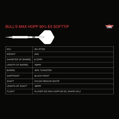 BULLS NL Soft Darts Max Hopp Maximiser E5 90% Tungsten Softtip Darts Softdart 20 g