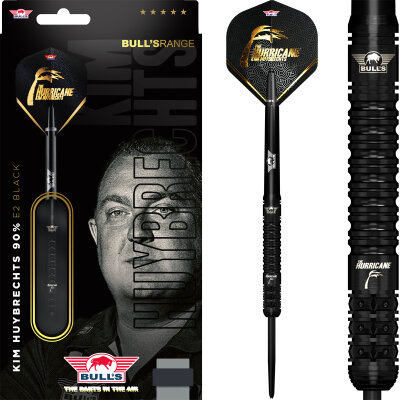 BULLS NL Steel Darts Kim Huybrechts The Hurricane E2 Full Black 90% Tungsten Steeltip Darts Steeldart