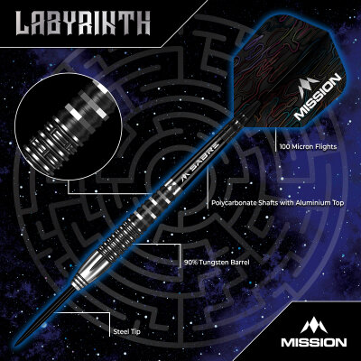 Mission Darts Steel Darts Labyrinth 90% Tungsten Steeltip Darts Steeldart