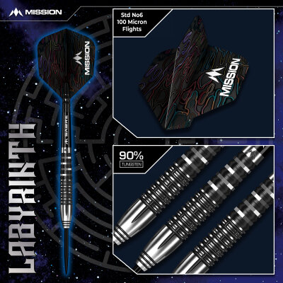 Mission Darts Steel Darts Labyrinth 90% Tungsten Steeltip Darts Steeldart