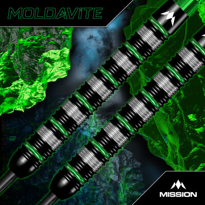 Mission Darts Steel Darts Moldavite 95% Tungsten mit Caliburn EVO-Spitze Steeltip Darts Steeldart