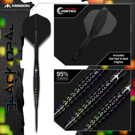 Mission Darts Steel Darts Black Opal 95% Tungsten mit Caliburn EVO-Spitze Steeltip Darts Steeldart