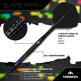 Mission Darts Soft Darts Black Opal 95% Tungsten Softtip Darts Softdart 20 g