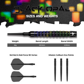 Mission Darts Soft Darts Black Opal 95% Tungsten Softtip Darts Softdart 20 g