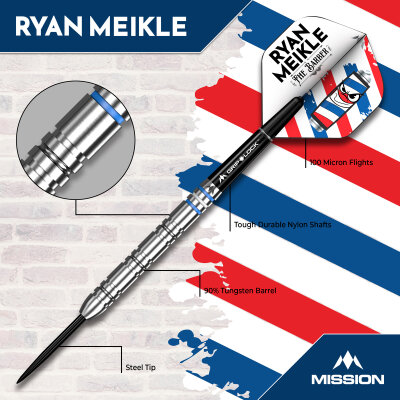 Mission Darts Steel Darts Ryan Meikle The Barber 90% Tungsten Steeltip Darts Steeldart