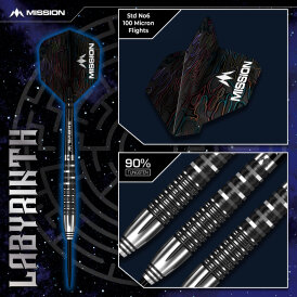 Mission Darts Steel Darts Labyrinth 90% Tungsten Steeltip Darts Steeldart 22 g