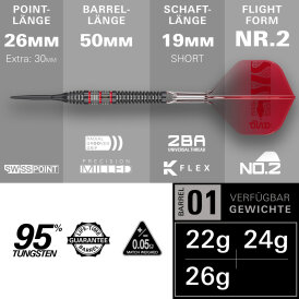 Target Steel Darts SWISS Point Nathan Aspinall The Asp 95K 95% Tungsten Steeltip Darts Steeldart 24 g