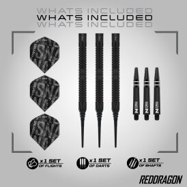 Red Dragon Soft Darts Peter Wright Black Mamba 90% Tungsten Softtip Dart Softdart 20 g
