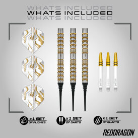 Red Dragon Soft Darts Paradym Gold Parallel Barrel 90% Tungsten Softtip Dart Softdart 20 g