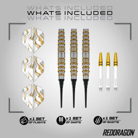 Red Dragon Soft Darts Paradym Gold Torpedo Barrel 90% Tungsten Softtip Dart Softdart 20 g