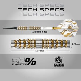 Red Dragon Soft Darts Paradym Gold Torpedo Barrel 90% Tungsten Softtip Dart Softdart 20 g