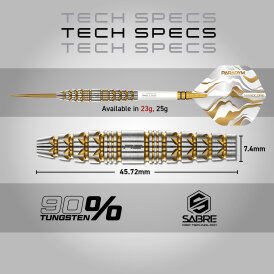 Red Dragon Steel Darts Paradym Gold Torpedo Barrel 90% Tungsten Steeltip Dart Steeldart 23 g