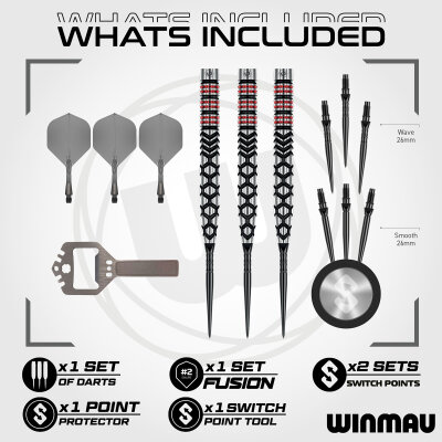 Winmau Steel Darts Switch Point Fornax Tapered 90% Tungsten Steeltip Dart Steeldart