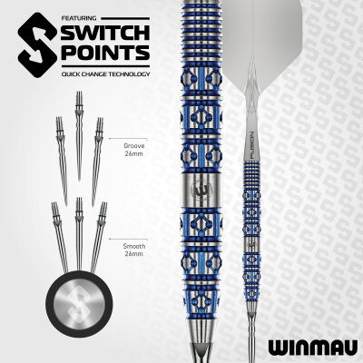 Winmau Steel Darts Switch Point Lunaris Tapered 90% Tungsten Steeltip Dart Steeldart