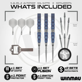 Winmau Steel Darts Switch Point Lunaris Tapered 90% Tungsten Steeltip Dart Steeldart